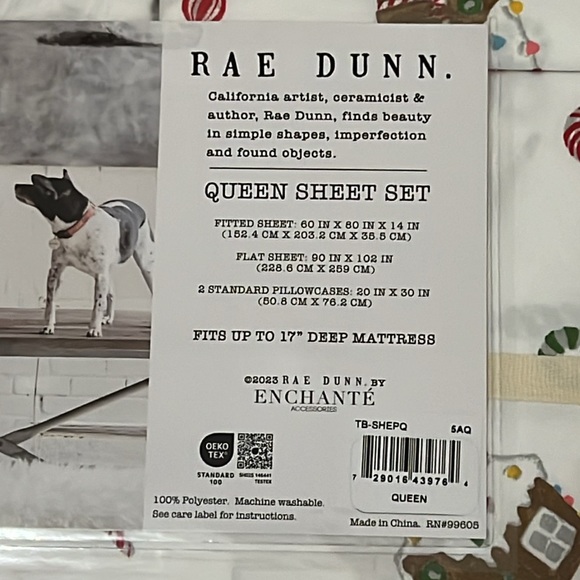 Rae Dunn Christmas Gingerbread Queen Sheet Set - Picture 3 of 5